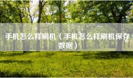 手机怎么样刷机（手机怎么样刷机保存数据）